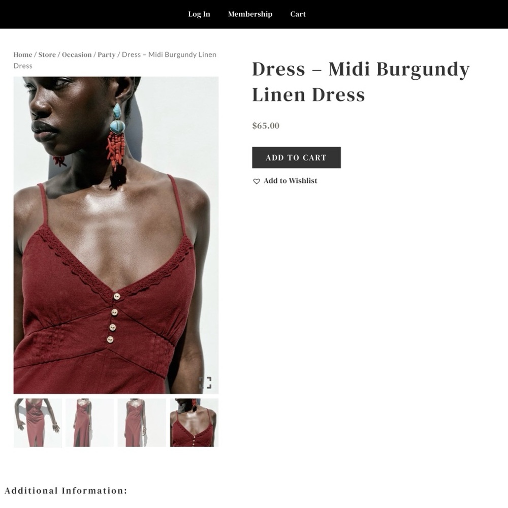 Zara Burgundy Midi Dress with Button Accents